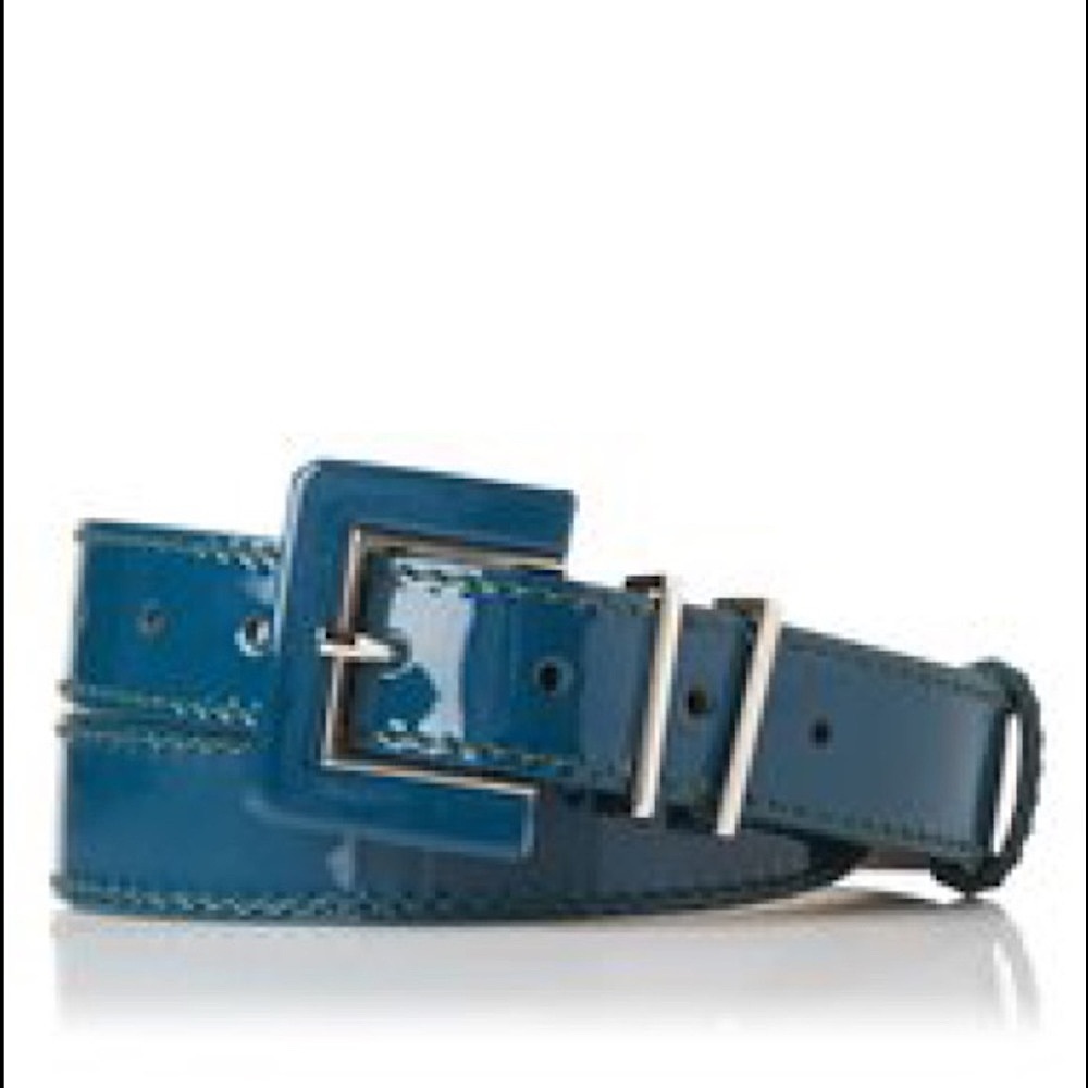 LK Bennett Gena Patent Leather Belt in Evergreen size M/L